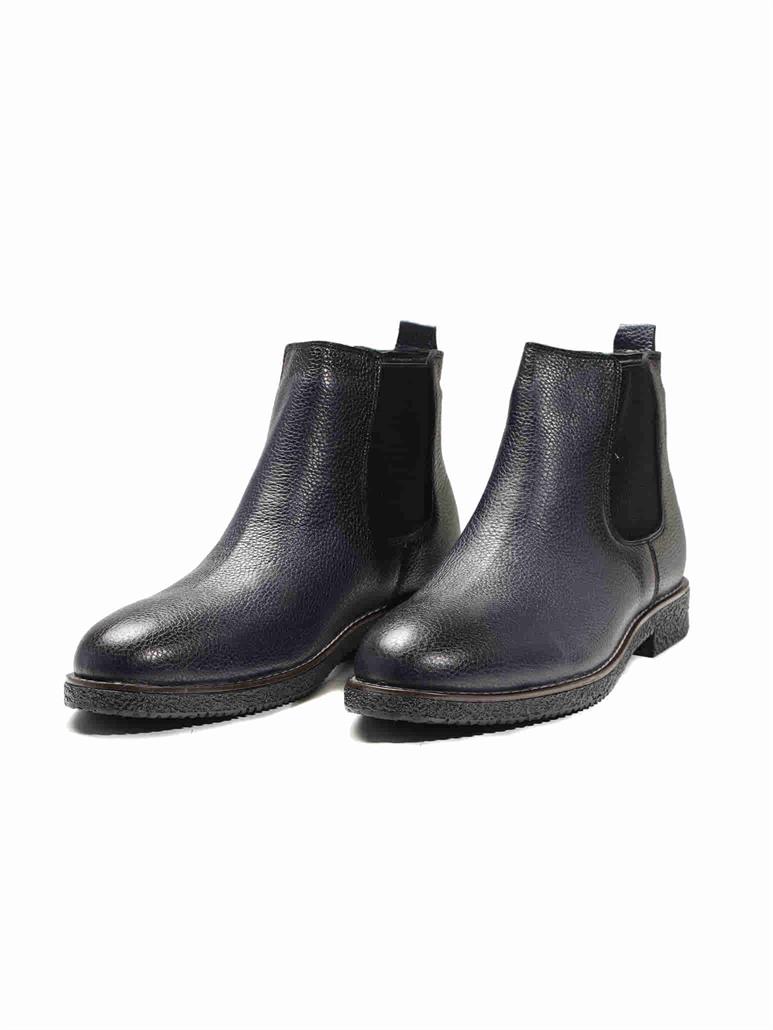 Lacivert Erkek Deri Düz Bot 