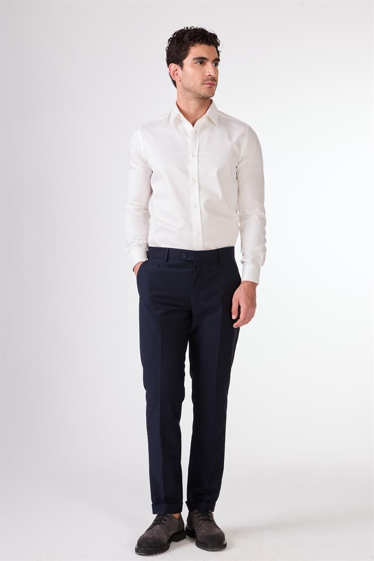 Dufy Lacivert Erkek Düz Mono Yaka Takım Elbise 