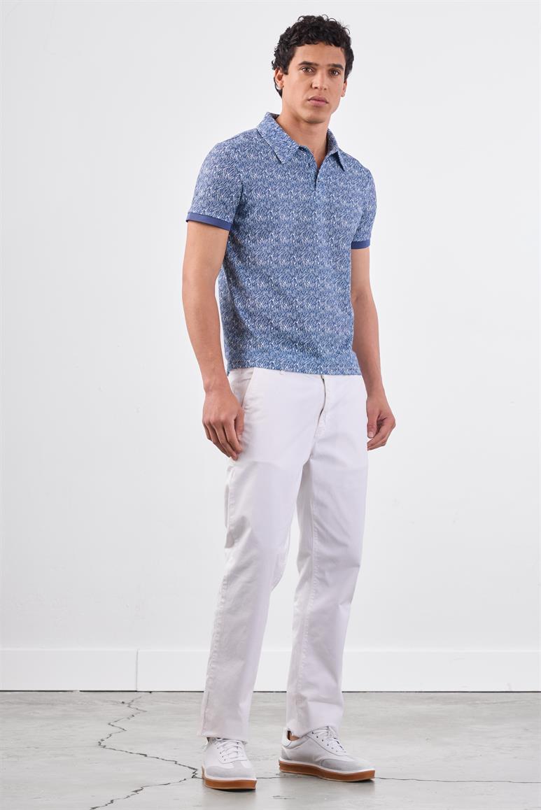 Lacivert Erkek Ekstra Slim Fit Desenli Casual Polo Yaka T-shirt - 94382