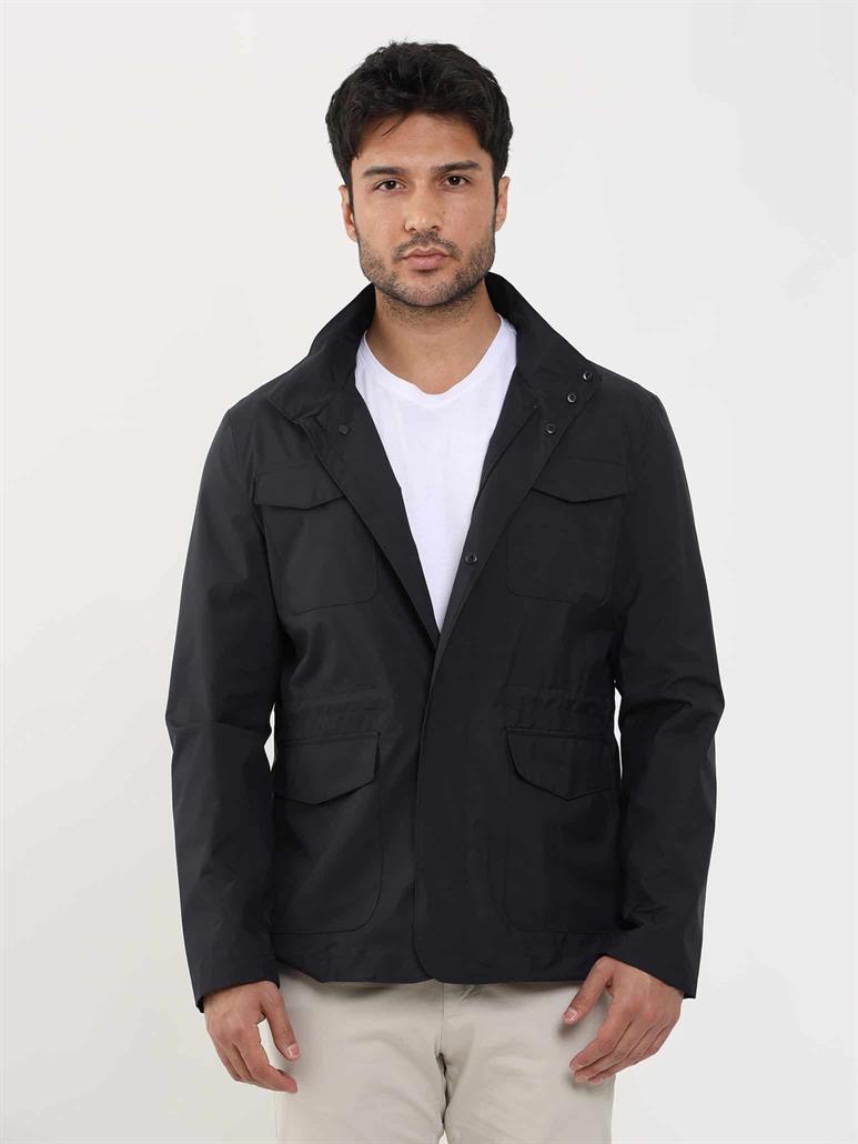 Lacivert Erkek Regular Fit Düz Hakim Yaka Safari Mont 
