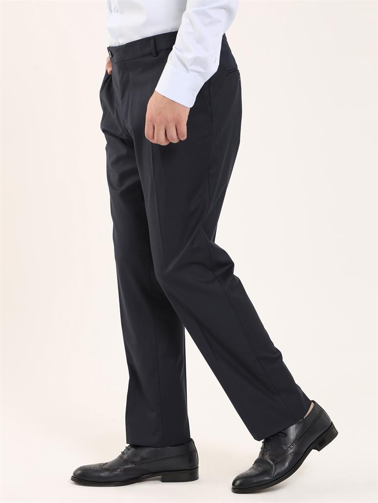 Lacivert Erkek Regular Fit Düz Klasik Pantolon 