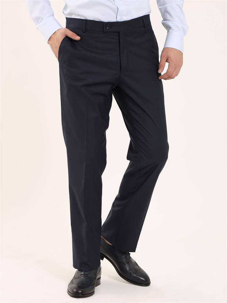 Lacivert Erkek Regular Fit Düz Klasik Pantolon 