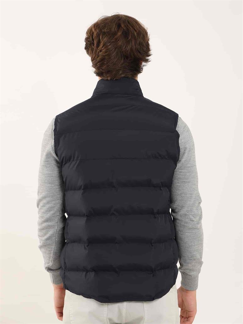 Lacivert Erkek Regular Fit Düz Dik Yaka Şişme Yelek 