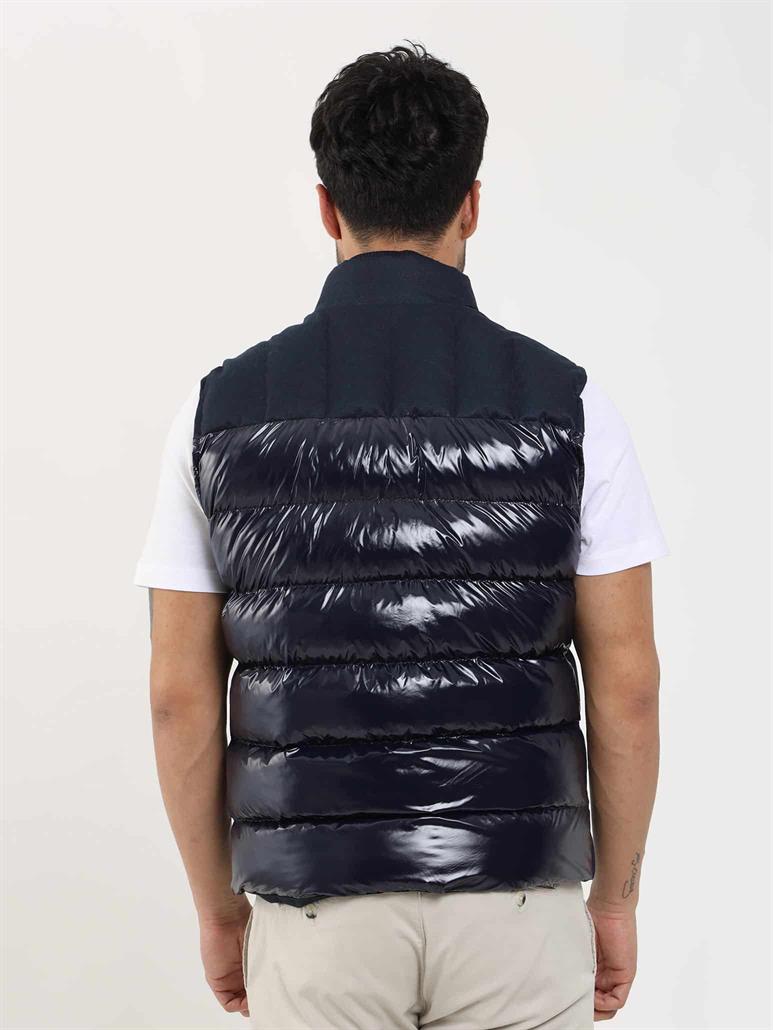 Lacivert Erkek Regular Fit Düz Fermuarlı Dik Yaka Şişme Yelek Mont 