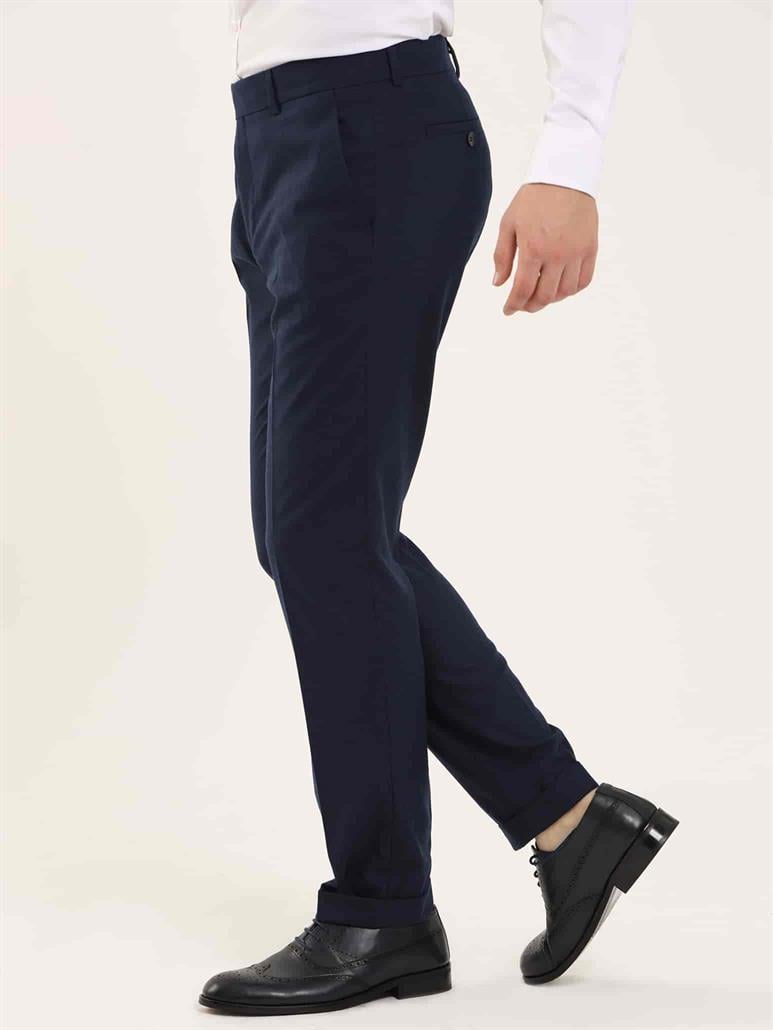 Lacivert Erkek Regular Fit Düz Klasik Pantolon 