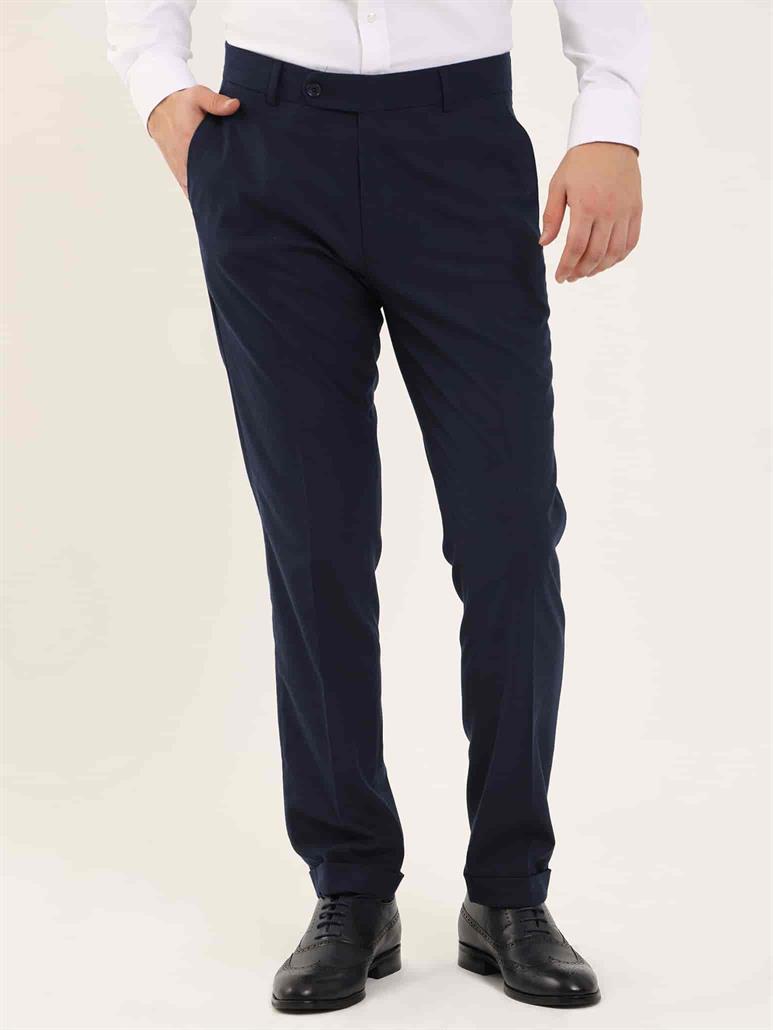 Lacivert Erkek Regular Fit Düz Klasik Pantolon 