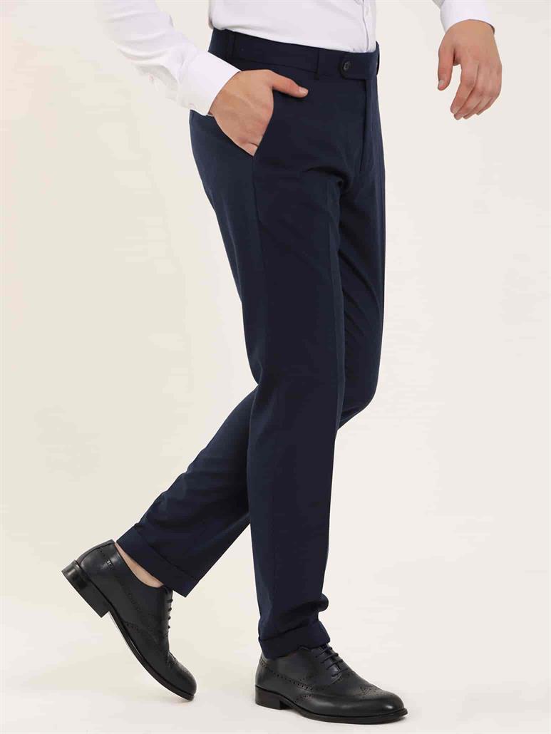 Lacivert Erkek Regular Fit Düz Klasik Pantolon 