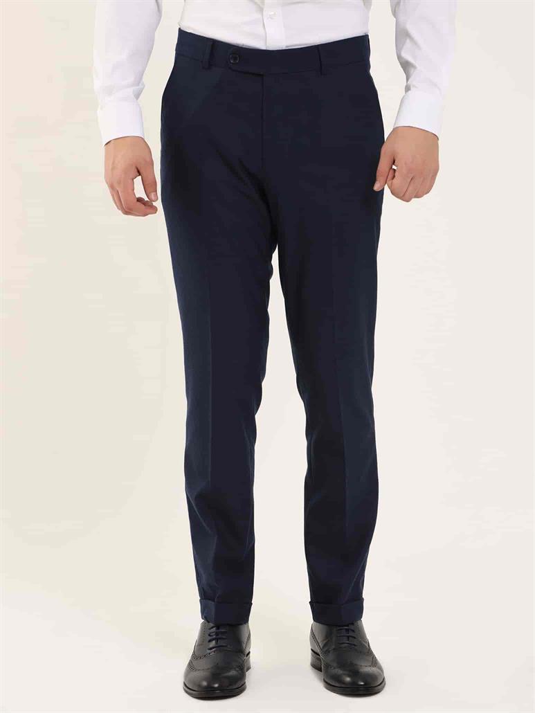 Lacivert Erkek Regular Fit Düz Klasik Pantolon 