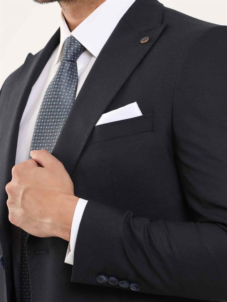 Lacivert Erkek Regular Fit Düz Mono Yaka Takım Elbise - 106896