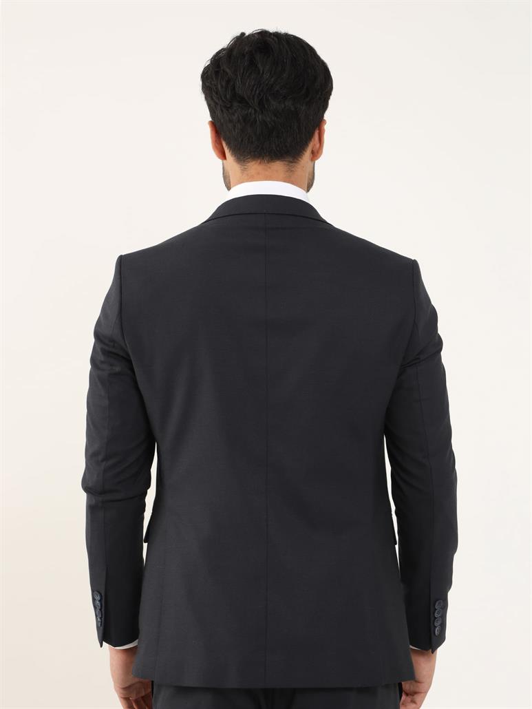 Lacivert Erkek Regular Fit Düz Mono Yaka Takım Elbise - 106896