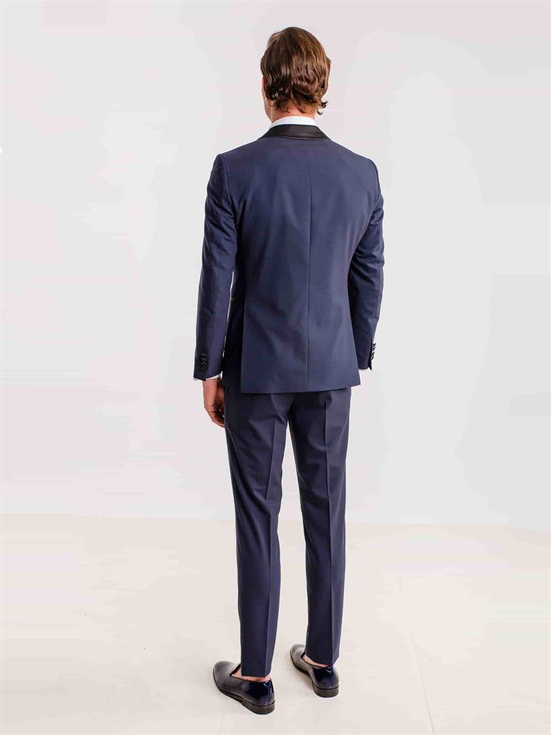 Lacivert Erkek Slim Fit Düz Şal Yaka Smokin Takım 