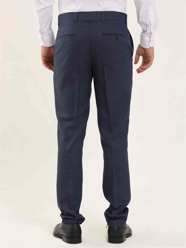 Lacivert Erkek Slim Fit Melanj Desenli Klasik Pantolon - 97641