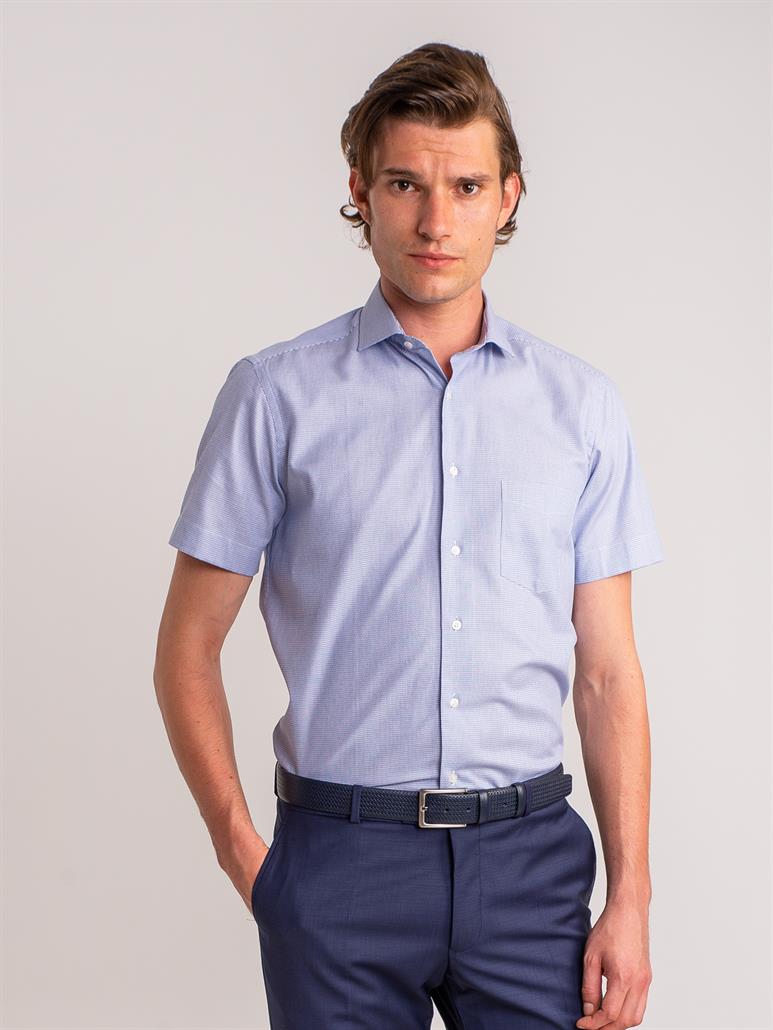 Mavi Erkek Regular Fit Armürlü Paul Yaka Kısa Kol Gömlek 