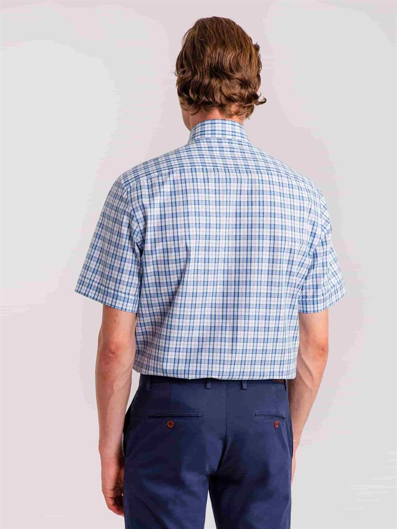 Mavi Erkek Regular Fit Kareli Elton Düğmeli Yaka Kısa Kol Gömlek - 60608