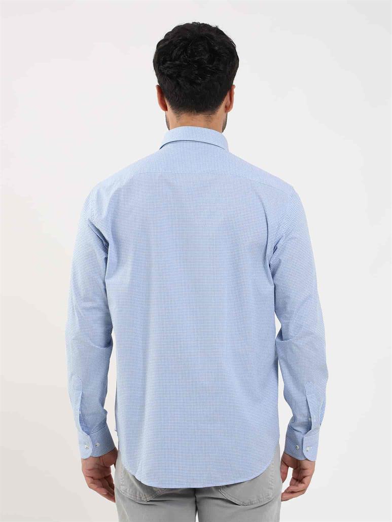 Mavi Erkek Regular Fit Pitikare Desenli Düğmeli Yaka Uzun Kol Gömlek 