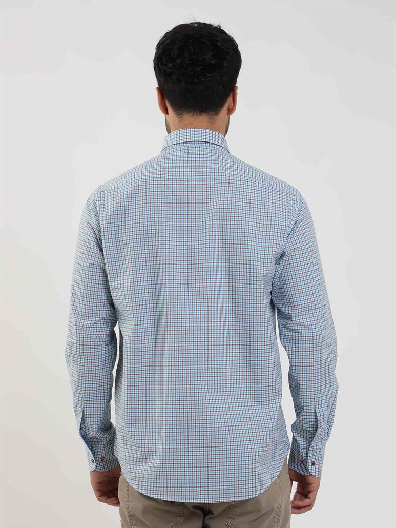 Mavi Erkek Regular Fit Pitikare Desenli Düğmeli Yaka Uzun Kol Gömlek 
