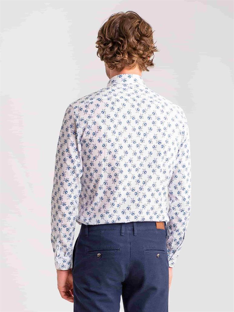 Mavi Erkek Slim Fit Desenli Brent Düğmeli Yaka Uzun Kol Gömlek - 60660