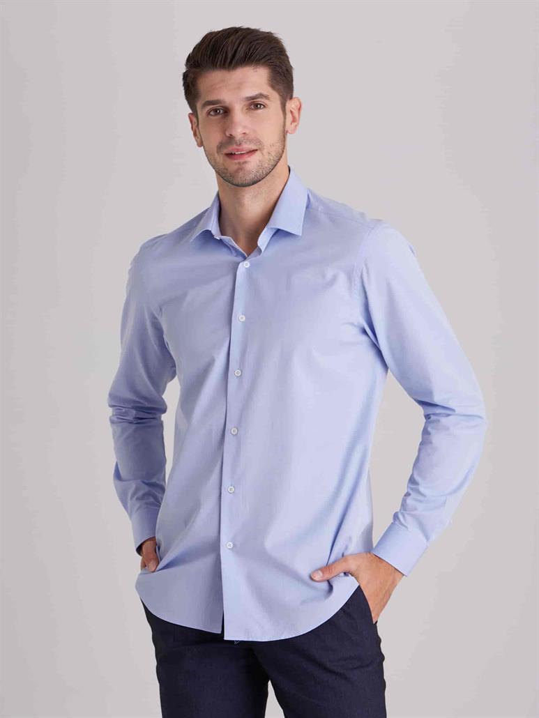 Mavi Erkek Slim Fit Düz Klasik Yaka Uzun Kol Gömlek - 40391