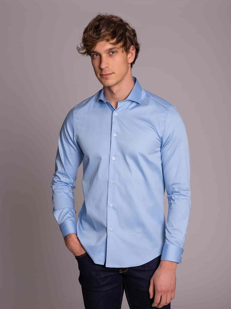 Mavi Erkek Slim Fit Düz Paul Yaka Uzun Kol Gömlek 