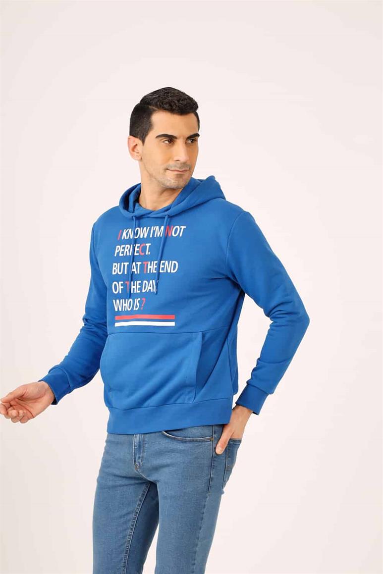 Saks Erkek Regular Fit Baskılı Pamuklu Kapüşonlu Sweatshirt 