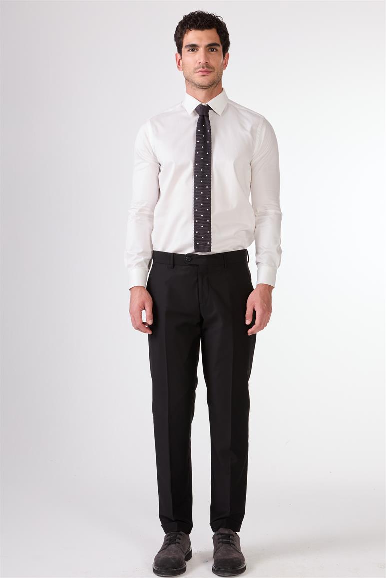 Dufy Siyah Erkek Düz Mono Yaka Takım Elbise 