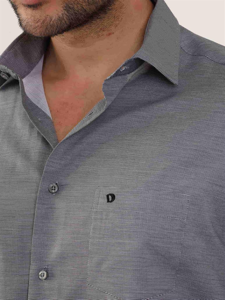 Siyah Erkek Regular Fit Melanj Desenli Brent Yaka Uzun Kol Gömlek 