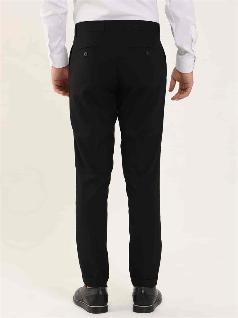 Siyah Erkek Regular Fit Düz Klasik Pantolon 