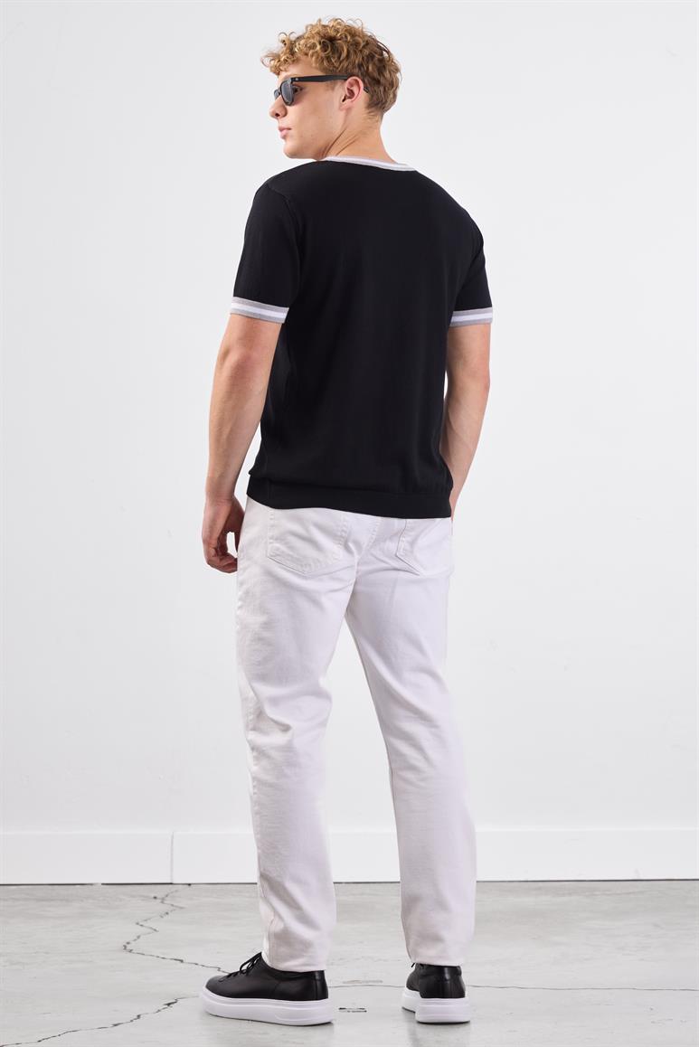 Dufy Siyah Erkek Slim Fit Düz O Yaka Triko - 104656