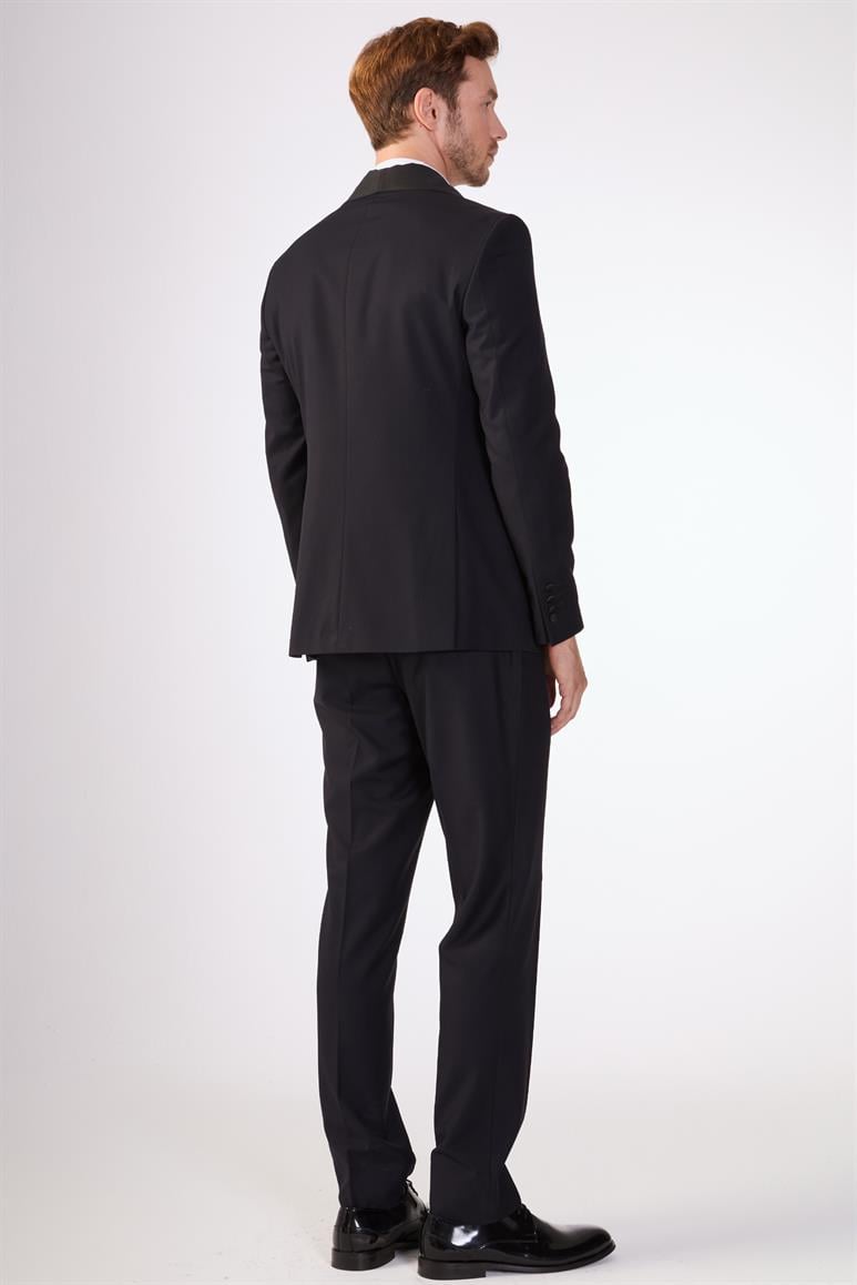 Siyah Erkek Slim Fit   Mono Yaka Smokin Takım 