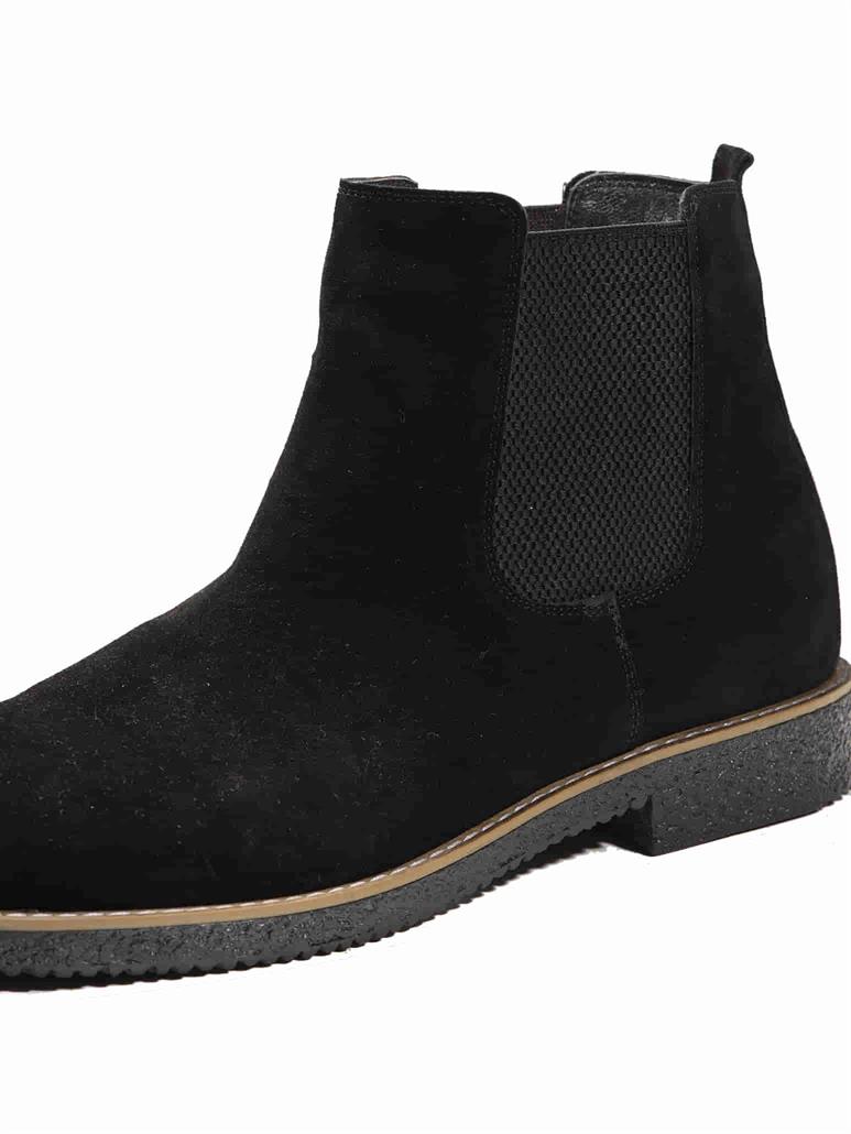 Siyah Erkek Süet Düz Bot 