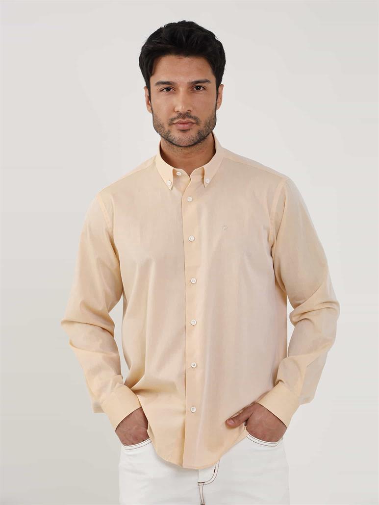 Somon Erkek Regular Fit Düz Brent Düğmeli Yaka Uzun Kol Gömlek 