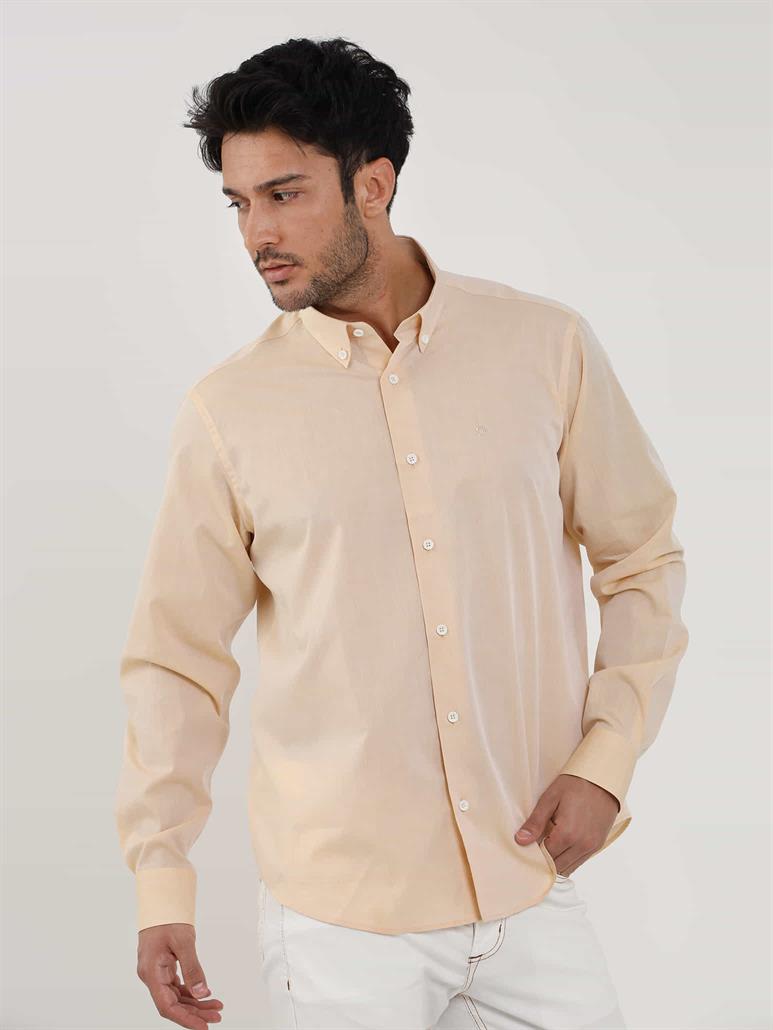 Somon Erkek Regular Fit Düz Brent Düğmeli Yaka Uzun Kol Gömlek 