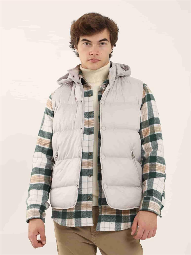 Taş Erkek Regular Fit Düz Kapüşolu Yelek Mont 