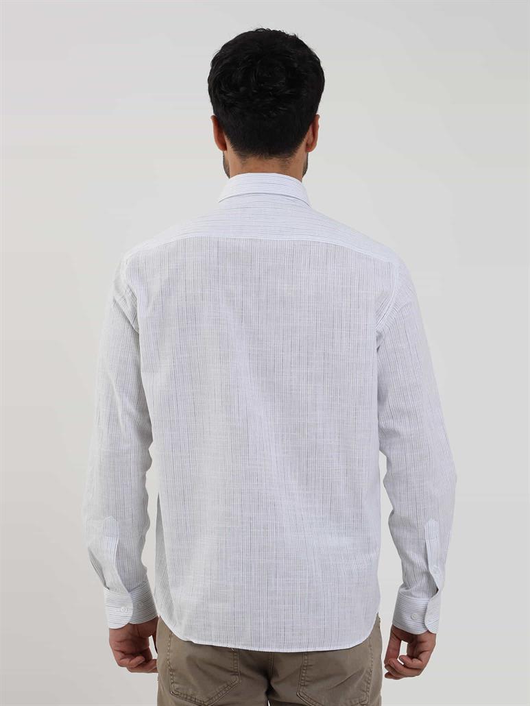 Yeşil Erkek Regular Fit Çizgili Brent Düğmeli Yaka Uzun Kol Gömlek 