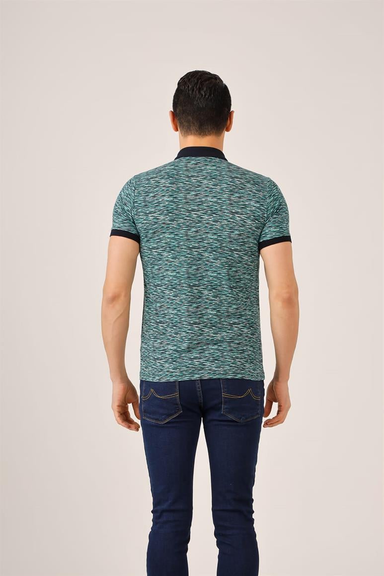 Yeşil Erkek Regular Fit Desenli Polo Yaka T-shirt - 69991