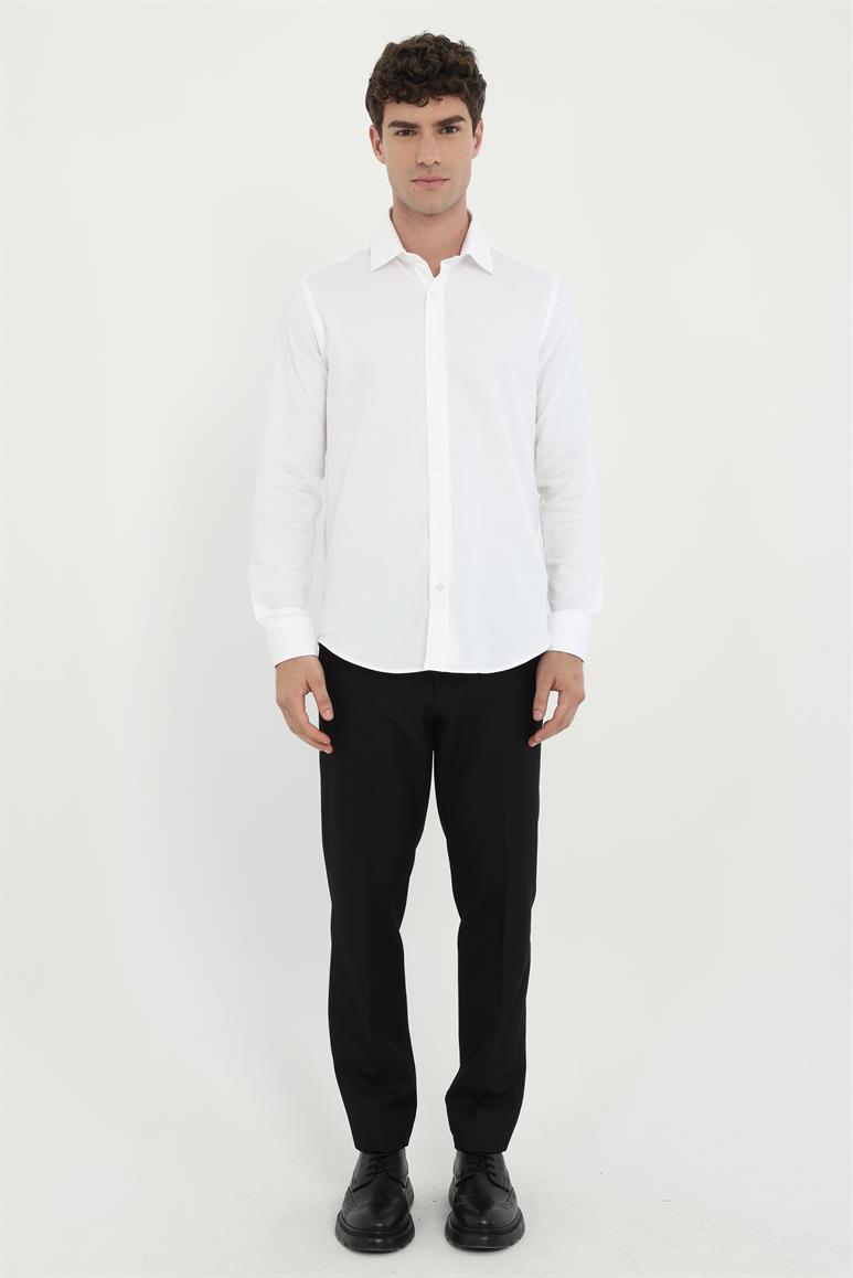 Beyaz Klasik Yaka Slim Fit Gömlek 