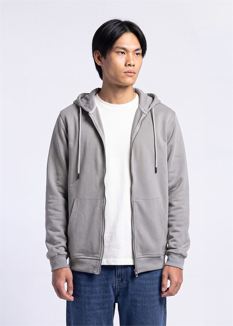 Erkek Regular Fit Kapüşonlu Gri Sweatshirt