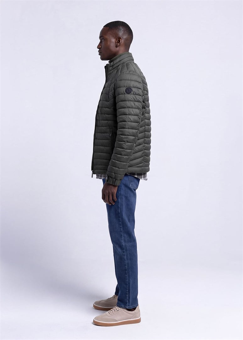 Erkek Slim Fit Kapüşonlu Haki Mont