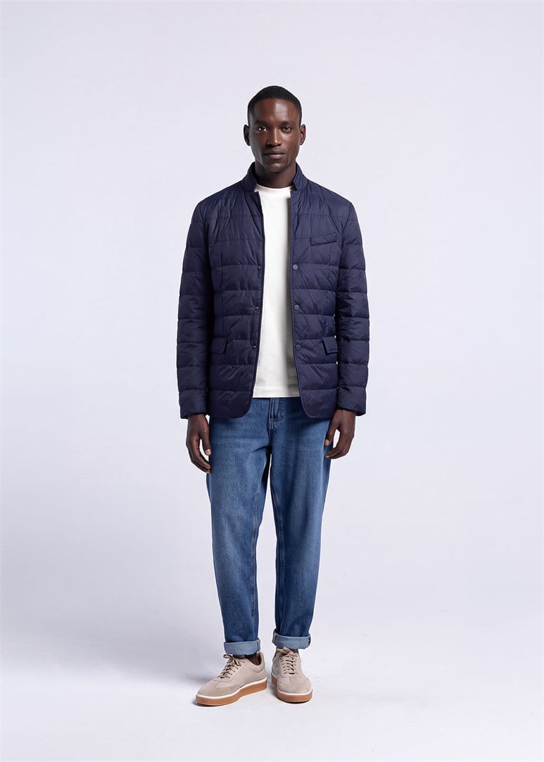 Erkek Slim Fit Lacivert Mont