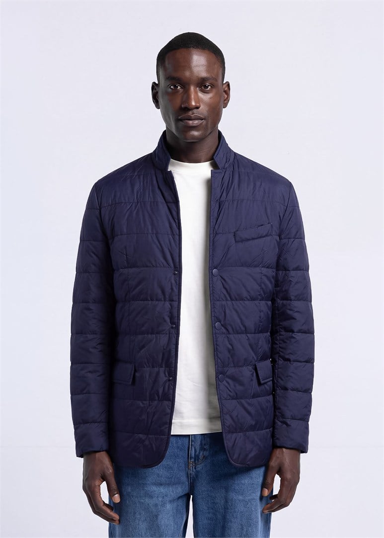 Erkek Slim Fit Lacivert Mont