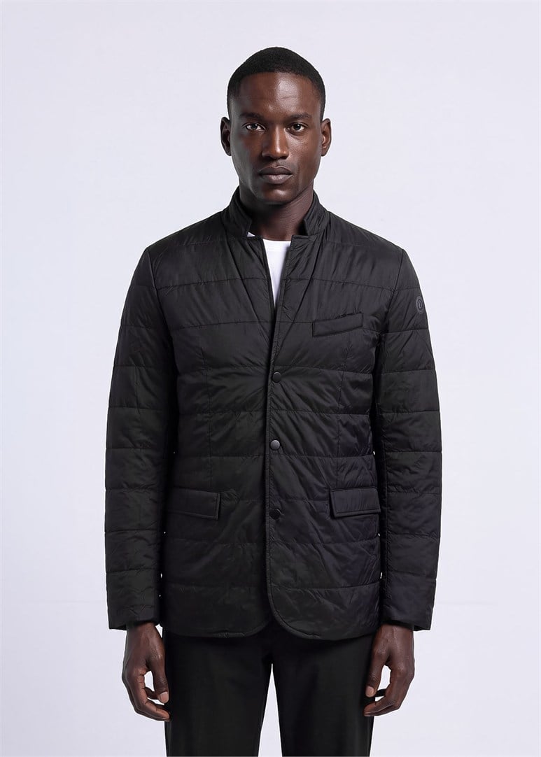 Erkek Slim Fit Siyah Mont