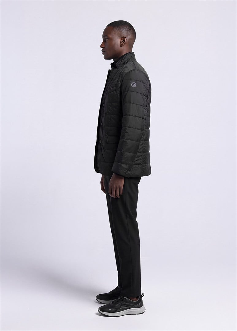 Erkek Slim Fit Siyah Mont
