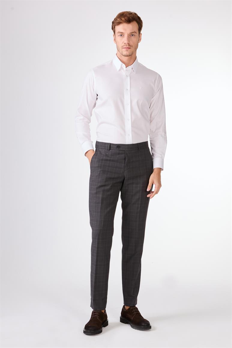 Gri Balıksırtı Slim Fit Erkek Takım Elbise