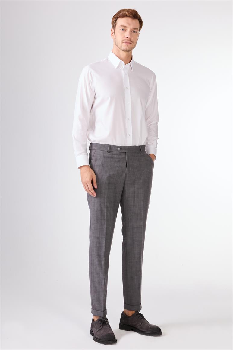 Gri   Balıksırtı Erkek Takım Elbise - Slim Fit