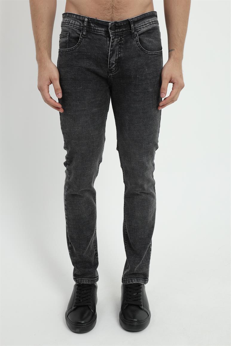 Gri Slim Fit Denim Erkek Pantolon