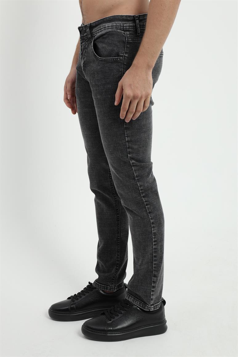 Gri Slim Fit Denim Erkek Pantolon