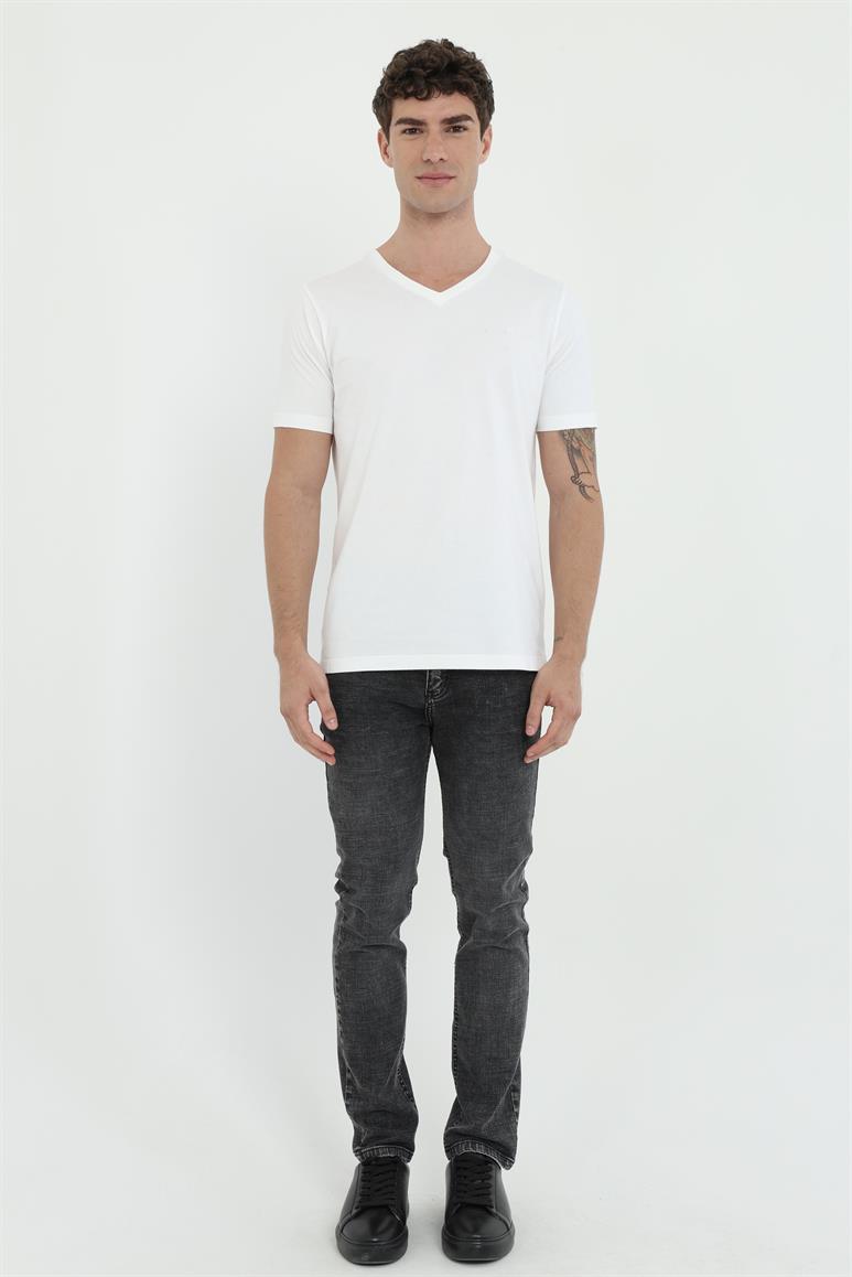 Gri Slim Fit Denim Erkek Pantolon