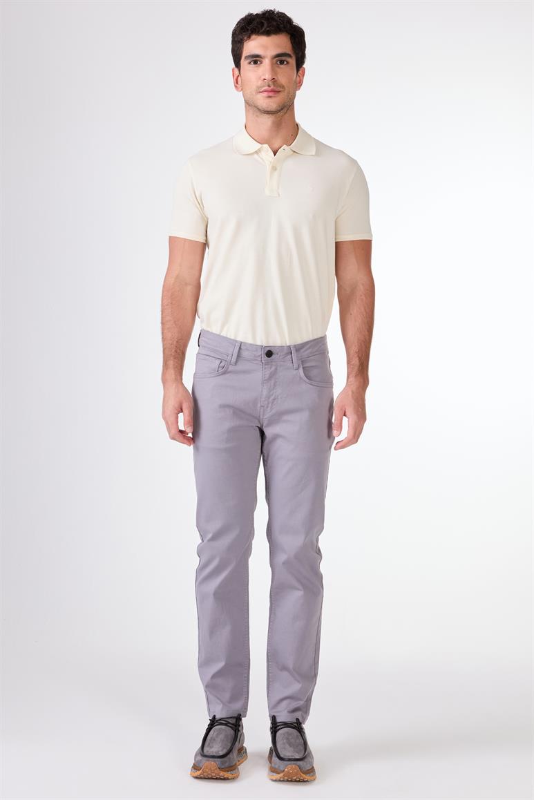 Gri 5 Cep Düz Renk Slim Fit Erkek Pantolon