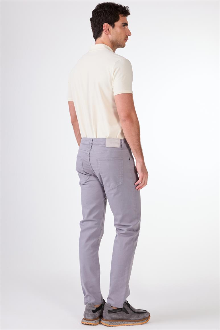 Gri 5 Cep Düz Renk Slim Fit Erkek Pantolon
