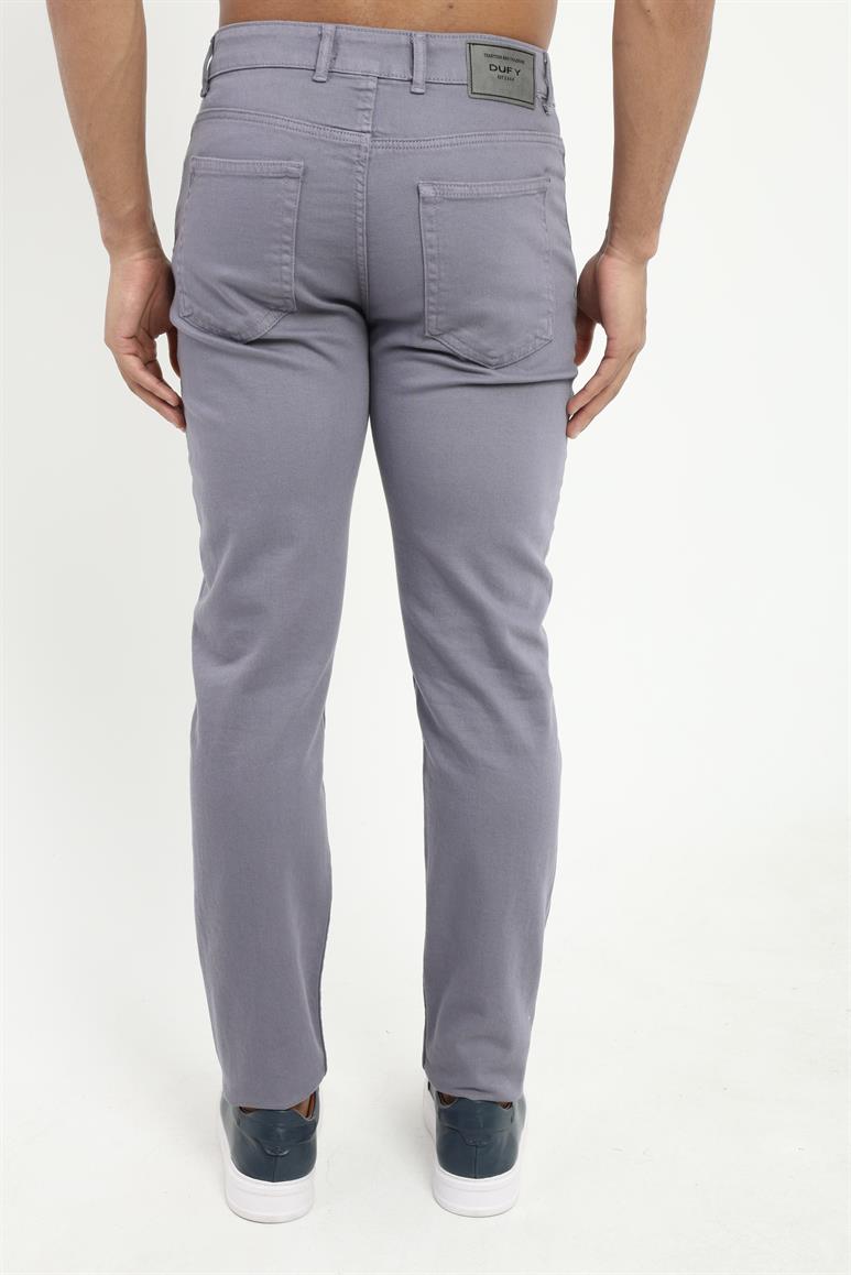 Gri 5 Cep Düz Renk Slim Fit Erkek Pantolon